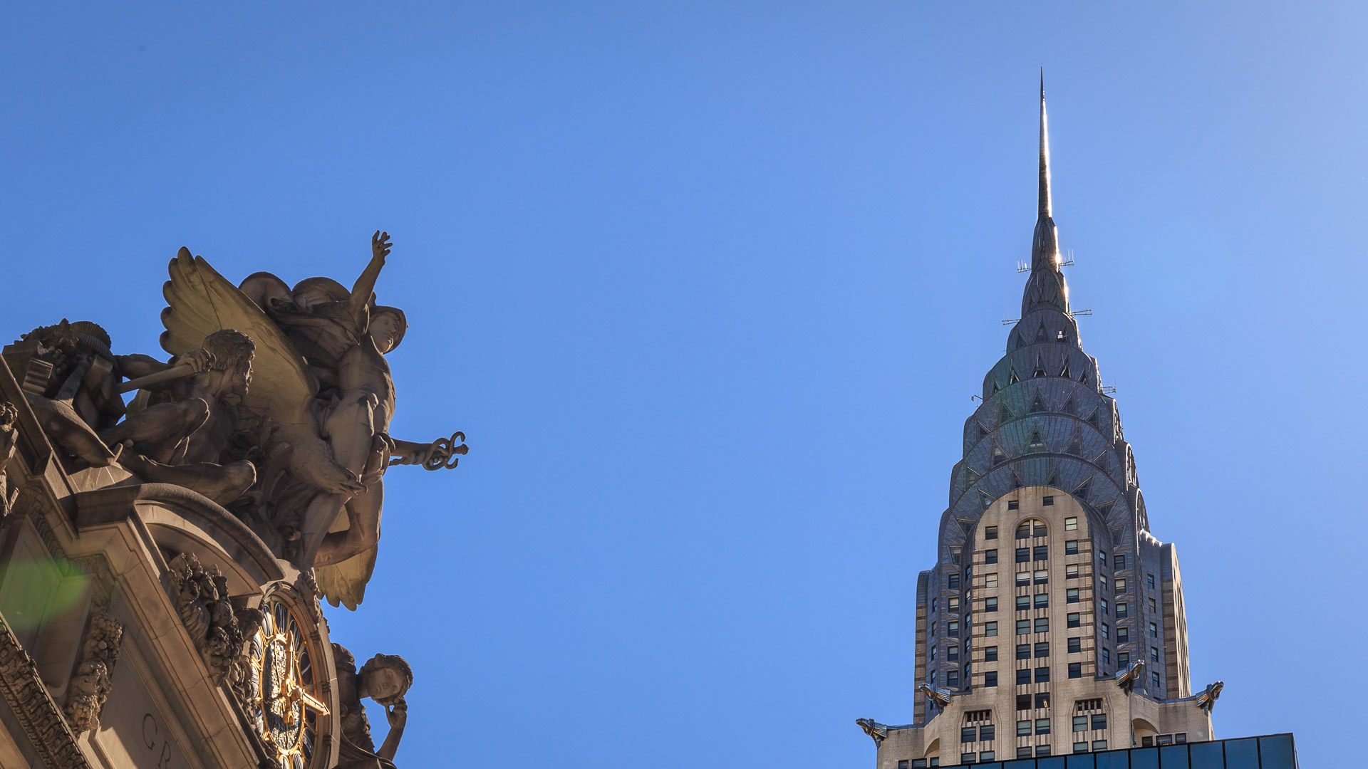 Chrysler Building und Statue des Great Central Terminal