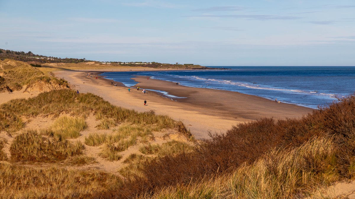 Sandstrand und Dünen an der Brittas Bay